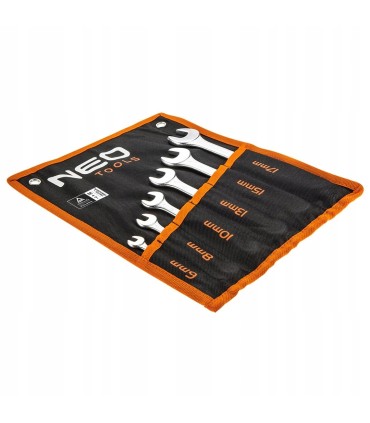 KLUCZE PŁASKO-OCZKOWE PŁASKIE 6-17MM ZESTAW NEO 6 STAL CHROMOWO-WANADOWA