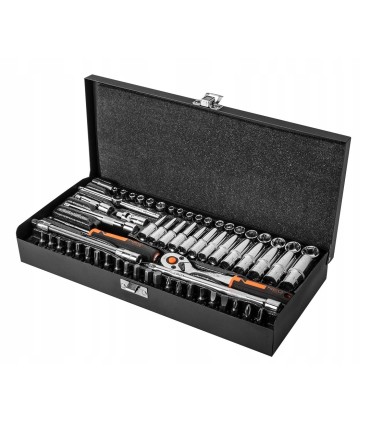 KLUCZE NASADOWE 1/4'' ZESTAW 63SZT NEO GRZECHOTKA PROFESJONALNE STAL CrV