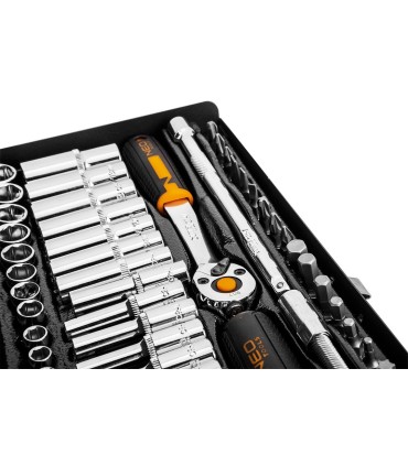 KLUCZE NASADOWE 1/4'' ZESTAW 63SZT NEO GRZECHOTKA PROFESJONALNE STAL CrV