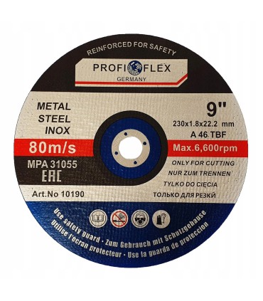 TARCZA DO METALU PROFI 230MMx1.8MM 22,23MM 6000 OBR/MIN TRWAŁA NIEZAWODNA
