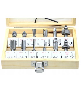 FREZY DO DREWNA KSZTAŁTOWE DO FREZARKA 12 SZTUK ZESTAW DREWNIANE PUDEŁKO
