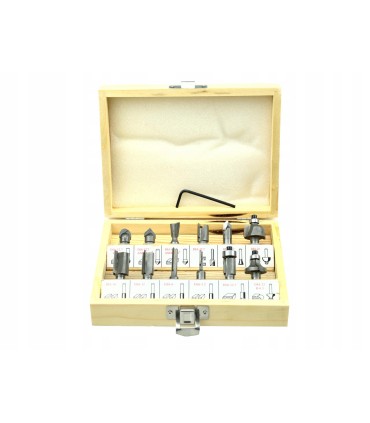 FREZY DO DREWNA KSZTAŁTOWE DO FREZARKA 12 SZTUK ZESTAW DREWNIANE PUDEŁKO