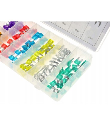 BEZPIECZNIKI SAMOCHODOWE ZESTAW 140 SZTUK 3-30AMP PORĘCZNE OPAKOWANIE