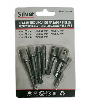 ADAPTERY DO NASADEK REDUKCJI 8 ELEMENTÓW ZESTAW STAL CHROMOWO-WANADOWA CRV