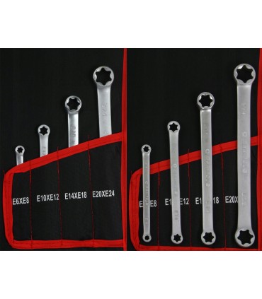 ZESTAW KLUCZY PŁASKO-OCZKOWYCH WYGIĘTE 47 ELEMENTÓW POKROWIEC TORX TYP C