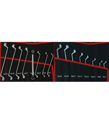 ZESTAW KLUCZY PŁASKO-OCZKOWYCH WYGIĘTE 47 ELEMENTÓW POKROWIEC TORX TYP C