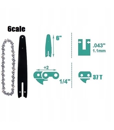 PROWADNICA DO PILARKI 2 ŁAŃCUCHY 6" 1/4 DO PIŁY STAL SZYBKOTNĄCA 37 OGNIW