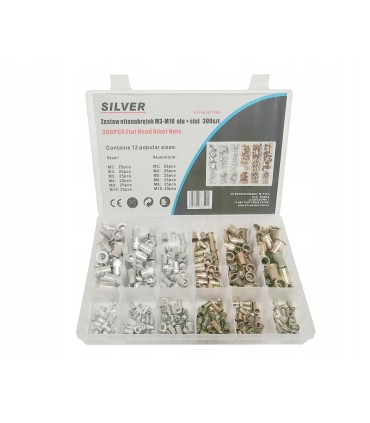 NITONAKRĘTKI M3-M10 ALUMINIOWE + STALOWE 300 SZTUK KOŁNIERZ WALCOWY