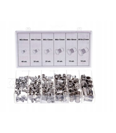ZESTAW NITONAKRĘTEK 150SZTUK ALUMINIUM M3-M10 WYGODNE PUDEŁKO PRZEGRÓDKI