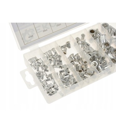 ZESTAW NITONAKRĘTEK 150SZTUK ALUMINIUM M3-M10 WYGODNE PUDEŁKO PRZEGRÓDKI