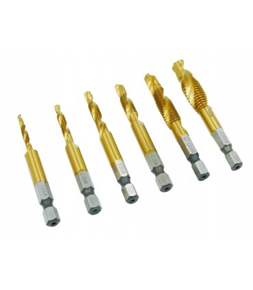 WIERTŁA GWINTUJĄCE HSS M3-M10 GWINTOWNIKI ZESTAW 6SZT METRYCZNE DO BLACHY