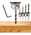 WIERTŁA Z POGŁĘBIACZEM DO DREWNA REGULOWANE KOMPLET 4SZT 3-6MM + IMBUS HSS
