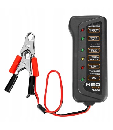 TESTER AKUMULATORÓW ŁADOWANIA MIERNIK 12V LED NEO TRZY POZIOMY NAŁADOWANIA