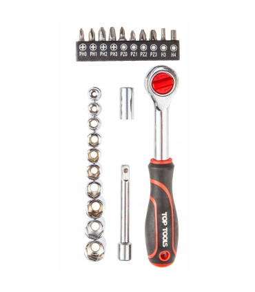 KLUCZE NASADOWE ZESTAW KLUCZY 1/4" 23 SZT GRZECHOTKA AKCESORIA PRZEDŁUŻKA