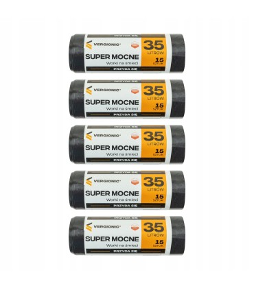 WORKI NA ŚMIECI ODPADY MOCNE DO KOSZA GRUBE 35L 15 SZT FOLIA LDPE 22µm