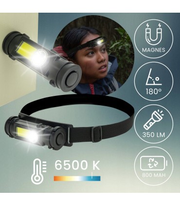 LATARKA CZOŁOWA LED XPE + COB 3,5W MOCNA CZOŁÓWKA REFLEKTOR AKUMULATOR