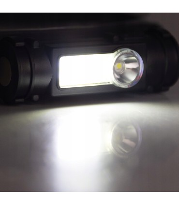 LATARKA CZOŁOWA LED XPE + COB 3,5W MOCNA CZOŁÓWKA REFLEKTOR AKUMULATOR