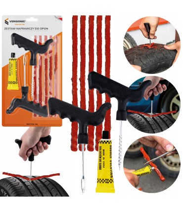 ZESTAW NAPRAWCZY DO PRZEBITYCH OPON SZYBKA NAPRAWA OPONY SZNUR KLEJ
