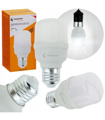 Żarówka Led 3W 200LM Zimne Światło Gwint E27 5600K Energooszczędna Żarówka