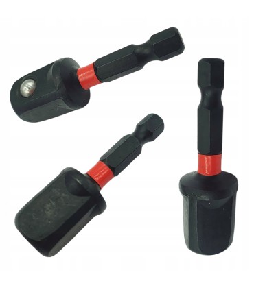 Redukcja Udarowa z Hex 1/4" Na Kwadrat 1/2" L-50MM Wysokiej Jakości Stal