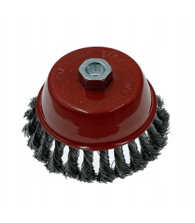 SZCZOTKA DRUCIANA SKRĘCONA CZOŁOWA 125mm M14 12500RPM WIERTARKA SZLIFIERKA