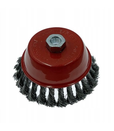 SZCZOTKA DRUCIANA SKRĘCONA CZOŁOWA 125mm M14 12500RPM WIERTARKA SZLIFIERKA