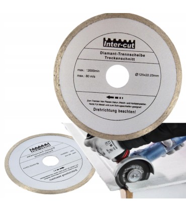 TARCZA DIAMENTOWA 125MM PEŁNE SZARE TNĄCA DO TWARDYCH MATERIAŁÓW