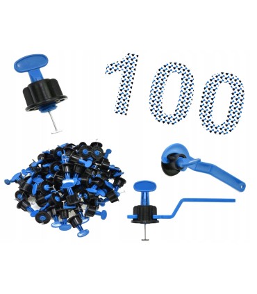 SYSTEM POZIOMOWANIA PŁYTEK 100 KLIPSÓW + 2 KLUCZE ZESTAW ŚCIANY PODŁOGI