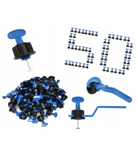 SYSTEM DO POZIOMOWANIA PŁYTEK WIELOKROTNEGO UŻYTKU 50szt KLIPSÓW + KLUCZ