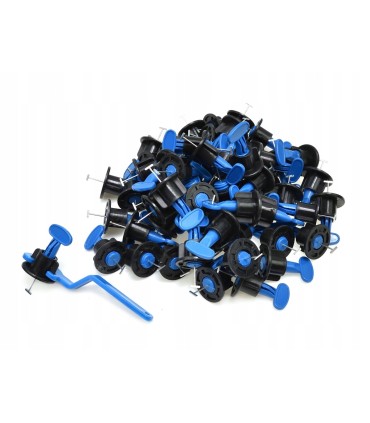 SYSTEM DO POZIOMOWANIA PŁYTEK WIELOKROTNEGO UŻYTKU 50szt KLIPSÓW + KLUCZ