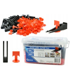 SYSTEM DO PŁYTEK 100 KLINÓW + 500 ELEMENTÓW KLIPSÓW 1,5 MM ŚCIANY PODŁOGI