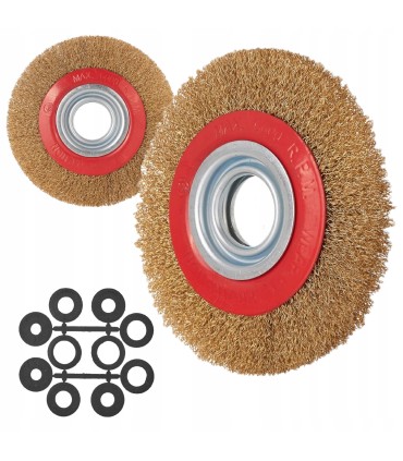SZCZOTKA TARCZOWA DO SZLIFIERKI STOŁOWEJ 150x32mm MOSIĘŻNA +REDUKCJE ZESTAW