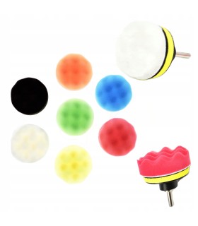 ZESTAW DO POLEROWANIA POLERSKI PADY GĄBKI MOCOWANE RZEPEM 80MM 9 ELEMENTÓW