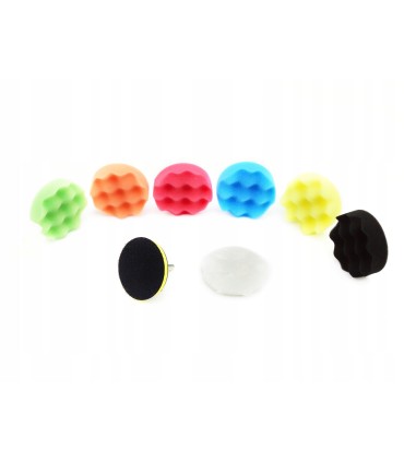 ZESTAW DO POLEROWANIA POLERSKI PADY GĄBKI MOCOWANE RZEPEM 80MM 9 ELEMENTÓW