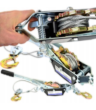 WCIĄGARKA WYCIĄGARKA LINOWA POZIOMA 2 TRYBY 2000KG 2T MECHANIZM BLOKUJĄCY