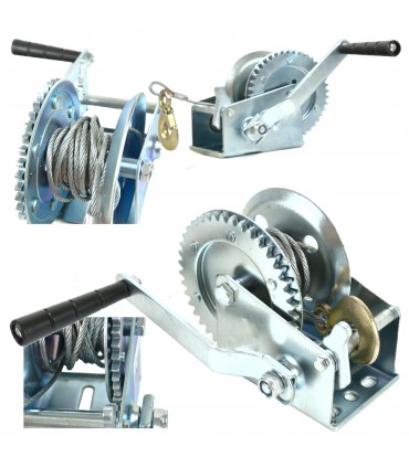 WYCIĄGARKA WCIĄGARKA LINOWA KORBOWA 10M 454KG HAK Z ZABEZPIECZENIEM