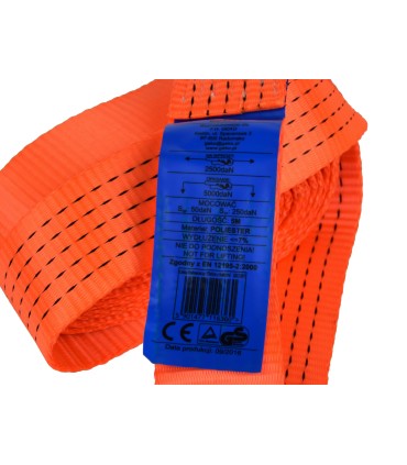 LINKA HOLOWNICZA 5T x 5m HAKI PĘTLA HAK POLIESTER WYTRZYMAŁE SOLIDNE