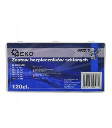 BEZPIECZNIKI SZKLANE ZESTAW 120 ELEMENTÓW 5A-30A PRAKTYCZNE WYGODNE PUDEŁKO