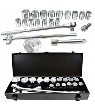 ZESTAW KLUCZY NASADOWYCH NASADKI KLUCZE 21 EL 6KĄTNE 19-50MM METALOWY BOX