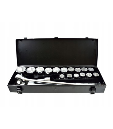 ZESTAW KLUCZY NASADOWYCH NASADKI KLUCZE 21 EL 6KĄTNE 19-50MM METALOWY BOX