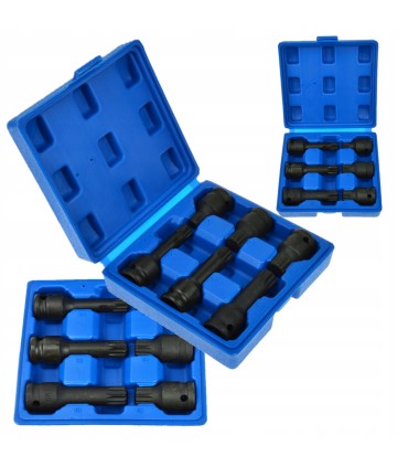 KLUCZE UDAROWE SPLINE M14-M18 1/2 ZESTAW PIASTA STAL CHROMOWO-MOLIBDENOWA