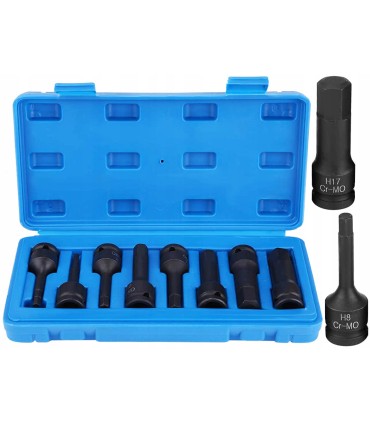 KLUCZE UDAROWE HEX IMBUS 5-19MM 8 szt 1/2" ZESTAW H5-H19 NASADOWE CRMO