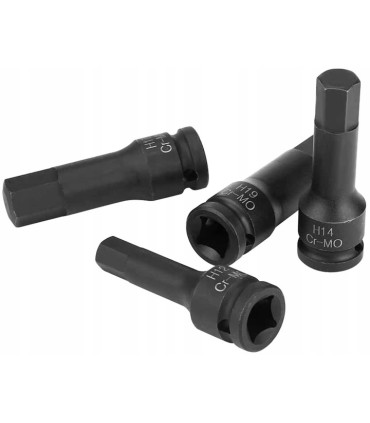 KLUCZE UDAROWE HEX IMBUS 5-19MM 8 szt 1/2" ZESTAW H5-H19 NASADOWE CRMO