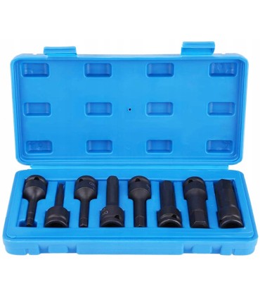 KLUCZE UDAROWE HEX IMBUS 5-19MM 8 szt 1/2" ZESTAW H5-H19 NASADOWE CRMO