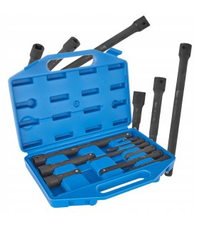 PRZEDŁUŻKI UDAROWE ZESTAW 1/4" 3/8" 12" CRV 9 SZT KOMPLET PORĘCZNA WALIZKA
