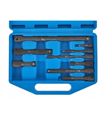 PRZEDŁUŻKI UDAROWE ZESTAW 1/4" 3/8" 12" CRV 9 SZT KOMPLET PORĘCZNA WALIZKA