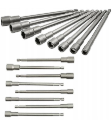 PRZEDŁUŻKI MAGNETYCZNE DO WKRĘTARKI 8SZT 6-13MM 150MM DŁUGOŚCI STAL CrV