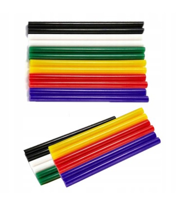 KLEJ NA GORĄCO WKŁADY KOLOROWE 11MM 12szt TERMOTOPLIWY BEZZAPACHOWY