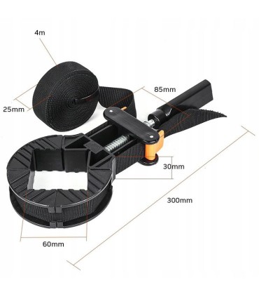 ŚCISK STOLARSKI TAŚMOWY KĄTOWY DO RAM REGAŁÓW PÓŁEK MEBLI SZUFLAD 4M TRWAŁY