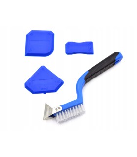 SZPACHELKI DO SILIKONU ZESTAW 4 ELEMENTY SZCZOTKA NYLONOWE WŁOSIE SKROBAK